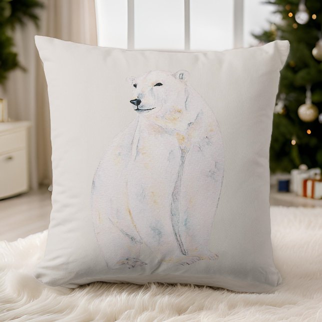 Wasserfarbener Polar Bär Stilvolle Bohemische Weih Kissen (Von Creator hochgeladen)