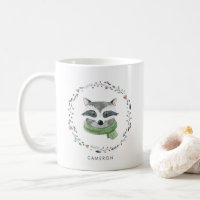 Wasserfarbener Raccoon mit Scarveci Winter Kranz