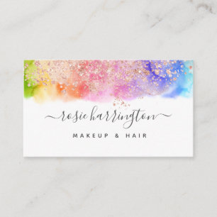 Wasserfarbener Regenbogen Rose Gold Glitzer Giro Visitenkarte