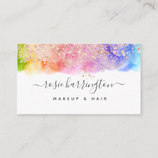 Wasserfarbener Regenbogen Rose Gold Glitzer Giro Visitenkarte