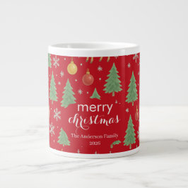 Wasserfarbener Rentier und Christbaum - Jumbo-Tasse