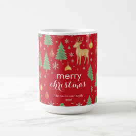 Wasserfarbener Rentier und Christbaum - Kaffeetasse