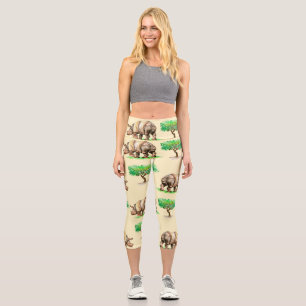 Wasserfarbener Rhino: Handgemalt Muster. Capri Leggings