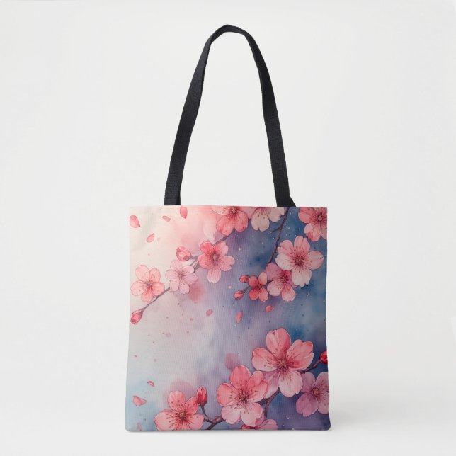 Wasserfarbener Rosa Sakura Tasche (Vorderseite)