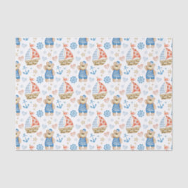 Wasserfarbener Sailboat Sailor Bär Seidenpapier