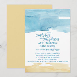 Wasserfarbener Sand und Meer Salty Kisses Wedding Einladung