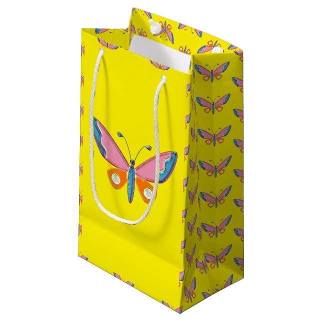 Wasserfarbener Schmetterling Kleine Geschenktasche Kleine Geschenktüte (Vorderseite Schrägansicht)