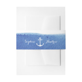 Wasserfarbener Strand Hochzeit nautischer Anker Mo Einladungsbanderole