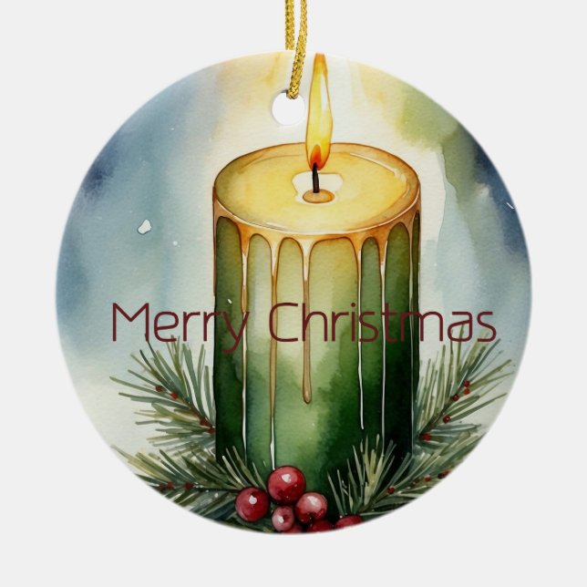 Wasserfarbener Urlaub Candle Festivals Illustratio Keramik Ornament (Vorne)