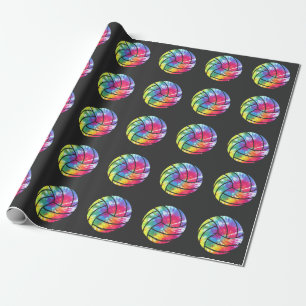 Wasserfarbener Volleyball-Spieler Hippie-Farbe Geschenkpapier