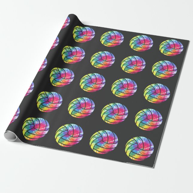 Wasserfarbener Volleyball-Spieler Hippie-Farbe Geschenkpapier (Ungerollt)