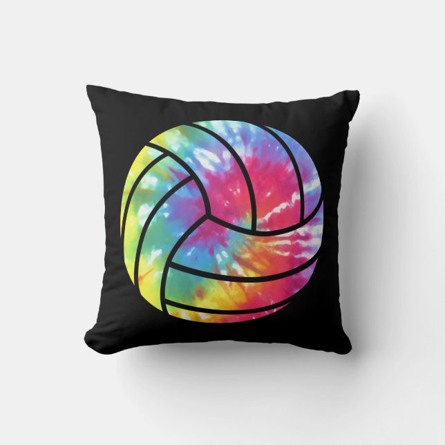 Wasserfarbener Volleyball-Spieler Hippie-Farbe Kissen (Vorderseite)