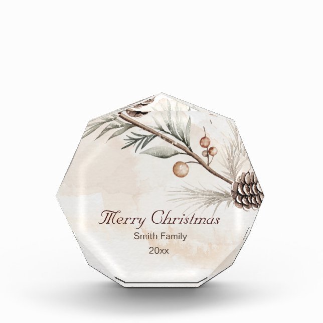 Wasserfarbener Weihnachtsbaum in neutraler Farbe Fotoblock (Vorderseite)