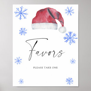 Wasserfarbener Weihnachtsmann-Hut rot - Geschenke Poster