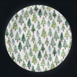 Wasserfarbener Winterwald mit rustikalem Pinienwa Pappteller<br><div class="desc">Schönes Aquarellwald-Waldschmerzmuster</div>