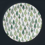 Wasserfarbener Winterwald mit rustikalem Pinienwa Pappteller<br><div class="desc">Schönes Aquarellwald-Waldschmerzmuster</div>