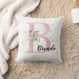 Wasserfarbenes Anfangsbuchstabe und Name für Baby Kissen