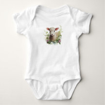 Wasserfarbenes Baby Lamm mit Blume