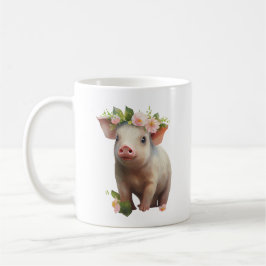 Wasserfarbenes Baby-Piglet mit Blume auf Kopf Kaffeetasse