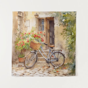 Wasserfarbenes Bicycle Art Tapestry Wandteppich