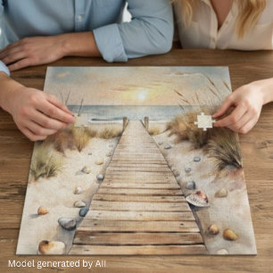 Wasserfarbenes Bild des Sunset Beach Boardwalk