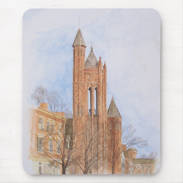 Wasserfarbenes Bild einer gotischen Kirche Mousepad (Vorne)
