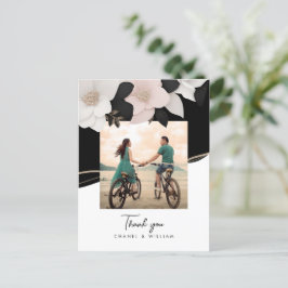 Wasserfarbenes Blattwerk Hochzeit Foto Vielen Dank Postkarte