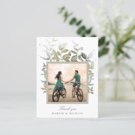 Wasserfarbenes Blattwerk Hochzeit Foto Vielen Dank Postkarte