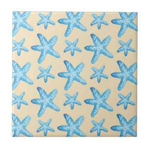 Wasserfarbenes Blau Seestern Muster Fliese
