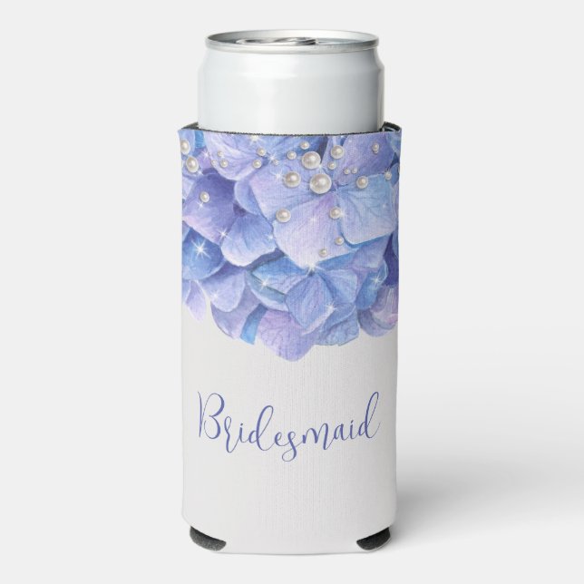 Wasserfarbenes Blaues Hydrangea-Brautparty Selters Dosenkühler (Seltzer Rückseite)