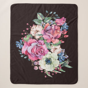 Wasserfarbenes Blumenherz: Vintage Rose. Sherpadecke