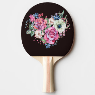 Wasserfarbenes Blumenherz: Vintage Rose. Tischtennis Schläger