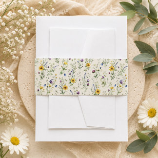 Wasserfarbenes Blumenhochzeitsmuster mit Wildblume Einladungsbanderole