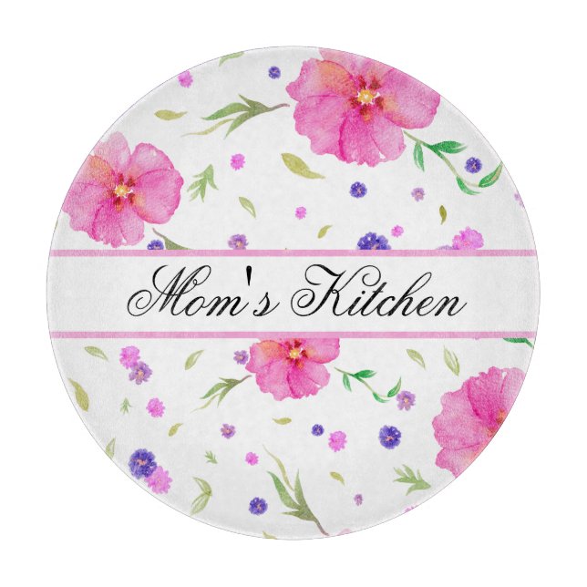Wasserfarbenes Blumenkappenbrett - Custom Küche Schneidebrett (Vorderseite)