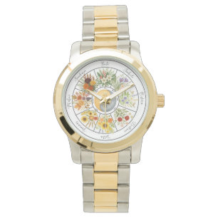 Wasserfarbenes Blumenrad des Jahres Pagan Wicca Armbanduhr