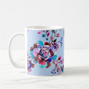 Wasserfarbenes botanisches nahtloses Muster. Handg Kaffeetasse