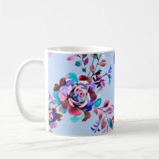 Wasserfarbenes botanisches nahtloses Muster. Handg Kaffeetasse