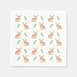 Wasserfarbenes braunes Osterhase- und Grünmuster Serviette