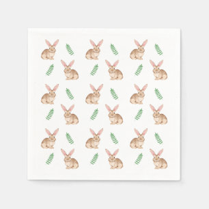 Wasserfarbenes braunes Osterhase- und Grünmuster Serviette