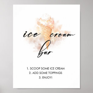 Wasserfarbenes Eiscreme-Bar-Schild für die Brautpa Poster