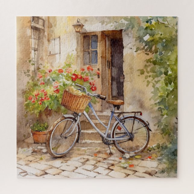 Wasserfarbenes Fahrrad Art Puzzle (Vertikal)