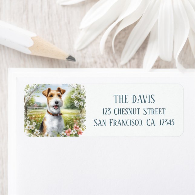 Wasserfarbenes Federfeld Blume Fox Terrier - (Insitu)