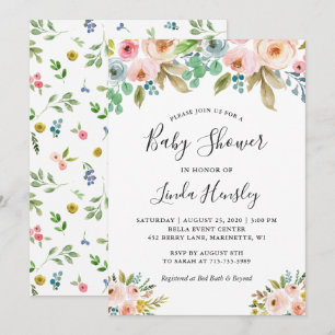 Wasserfarbenes florales Baby-Shower-Einladung für Einladung