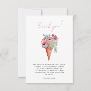 Wasserfarbenes Florales Eiscreme-Brautabschied Dankeskarte