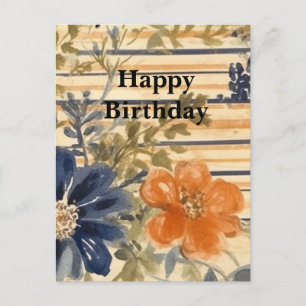 Wasserfarbenes Florales Happy Birthday Postkarte