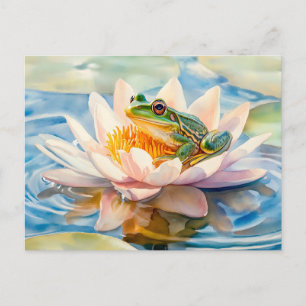 Wasserfarbenes Gemälde eines Froschs in einer Seer Postkarte