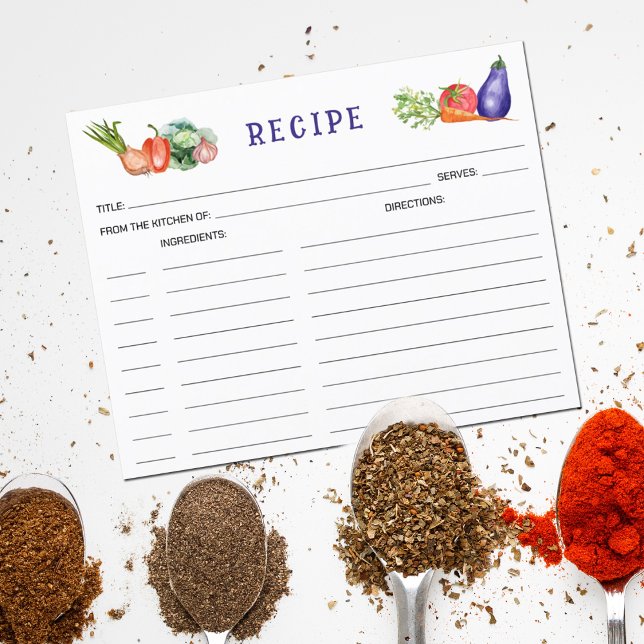 Wasserfarbenes Gemüse, Kochkarte (Von Creator hochgeladen)