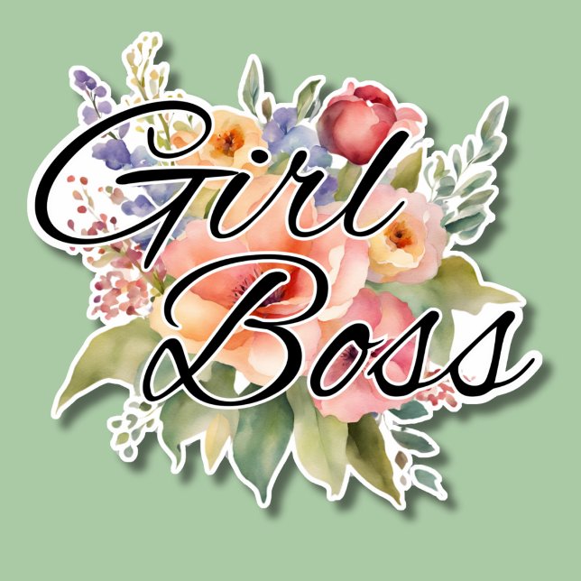 Wasserfarbenes Girl Boss Wasserdicht Aufkleber (Von Creator hochgeladen)