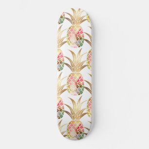 Wasserfarbenes Gold-Ananas-Muster-Skateboard Skateboard