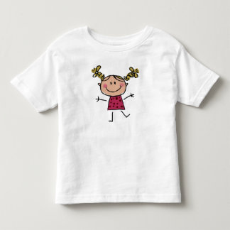 Wasserfarbenes Happy Strichfigur-Mädchen Rosa Klei Kleinkind T-shirt
